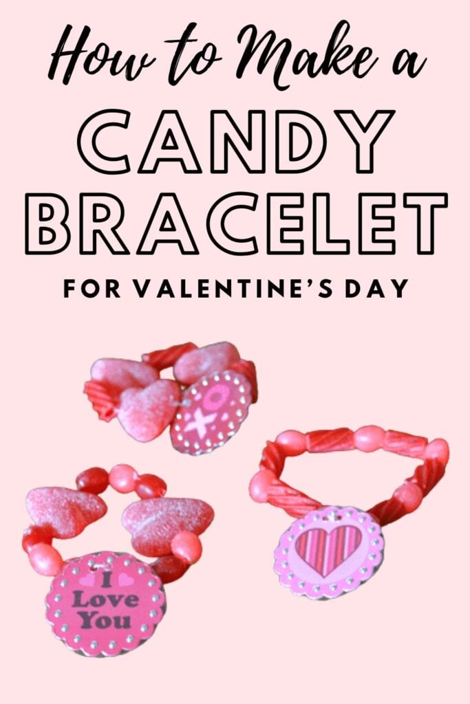 red and pink candy bracelets on pink background