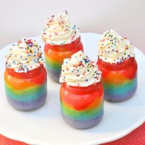 rainbow cakes in baby food jars