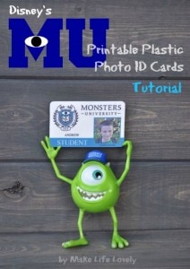 Mike Wazowski holding Monsters University ID card