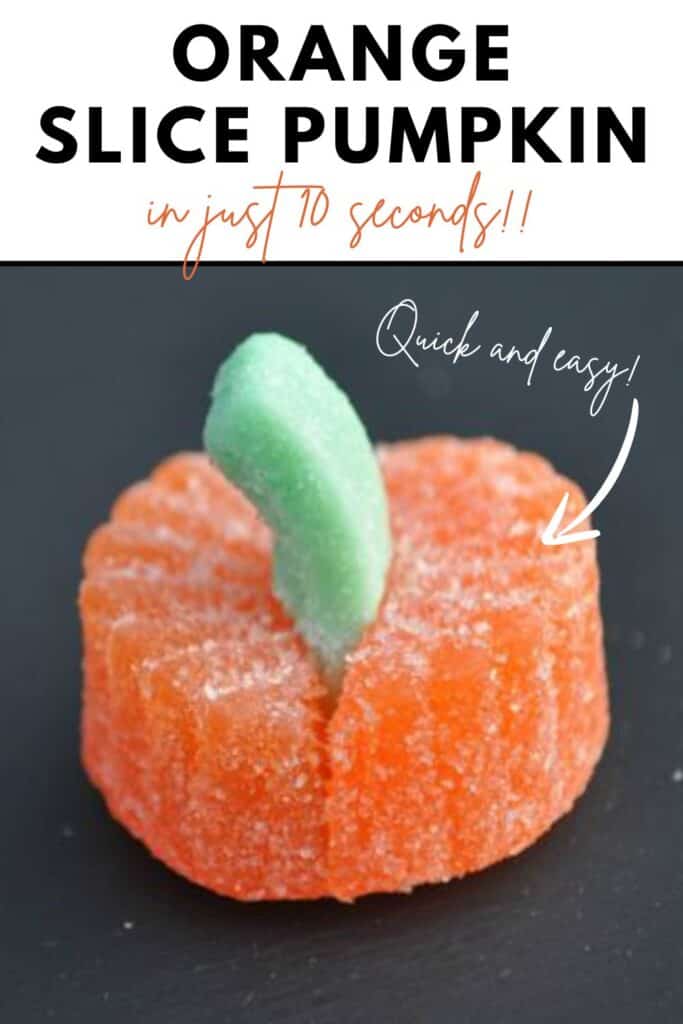orange slice pumpkin made from candy orange slices and watermelon slice