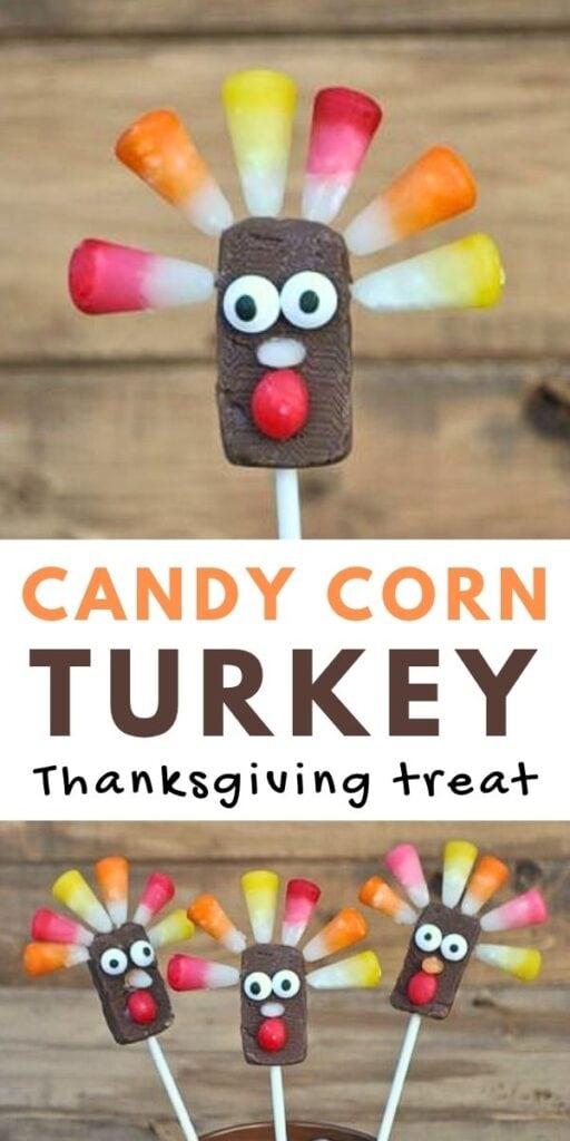 candy corn turkey on a stick for Thanksgiving