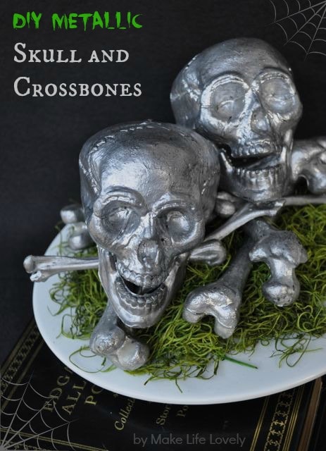 DIY Pewter Halloween Skull and Bones Decorations - Make Life Lovely