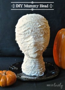 DIY mummy head (from styrofoam head)