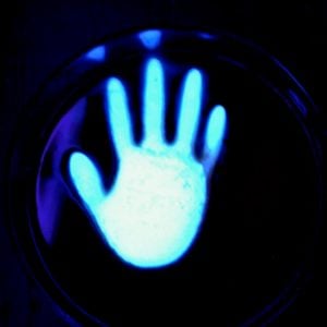 Halloween punch with glow in the dark hand