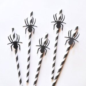 black spider halloween straw toppers