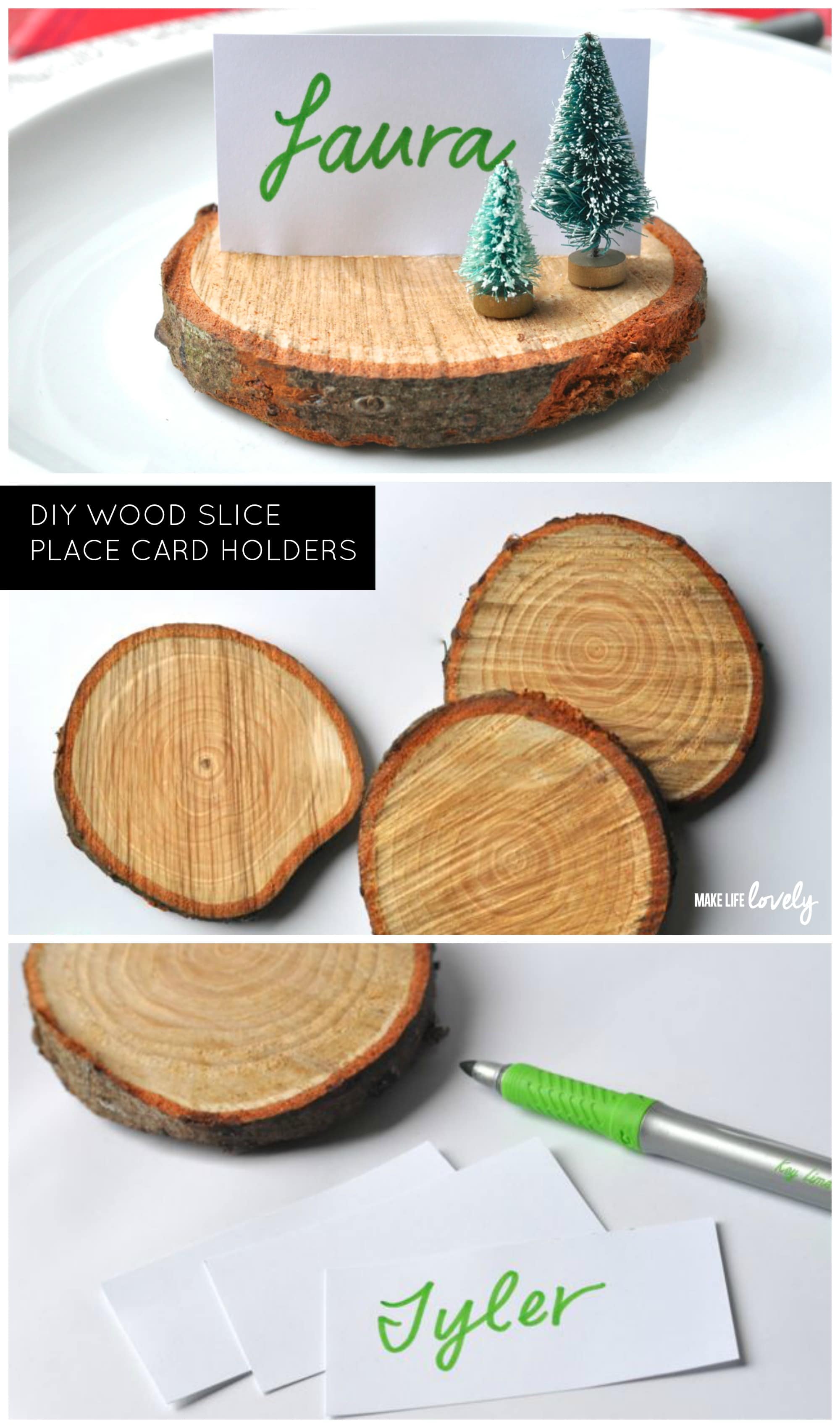 DIY Wood Slice Place Card Holder Make Life Lovely