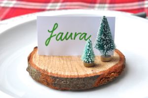Wood slice placecard holders