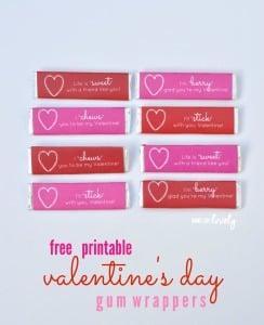 Free printable valentine gum wrappers
