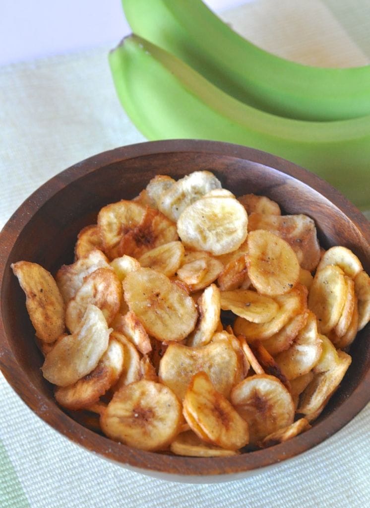 Banana chips fried in coconut oil