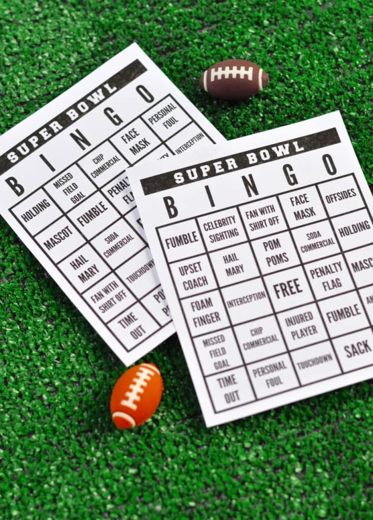 Free printable Super Bowl bingo game
