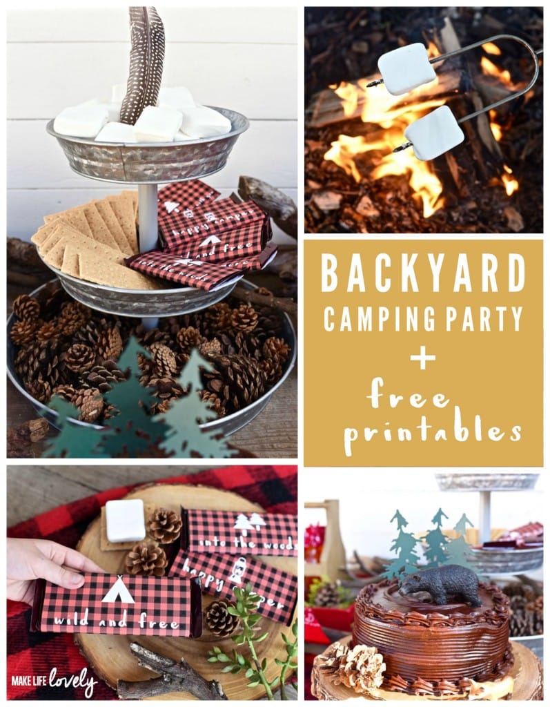 Tons of Backyard Camping Party Ideas + Free Printable Chocolate Bar Wrappers for S'mores