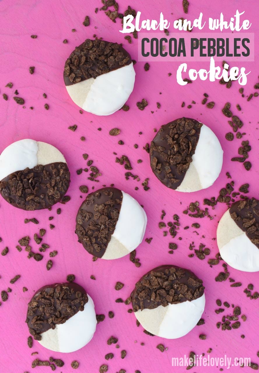 Black and white Cocoa Pebbles cookies recipe. So yummy and EASY to make! Make Life Lovely