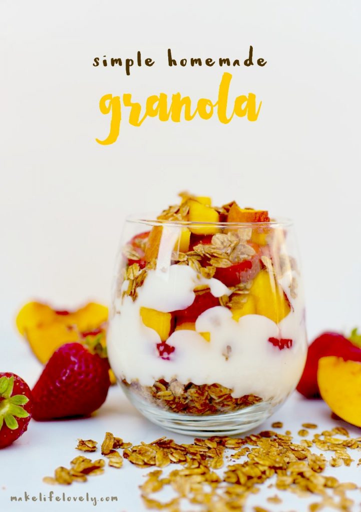 Simple homemade granola recipe. Delicious, simple, and so easy to make!