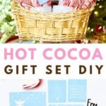 girl holding basket with hot cocoa gift set