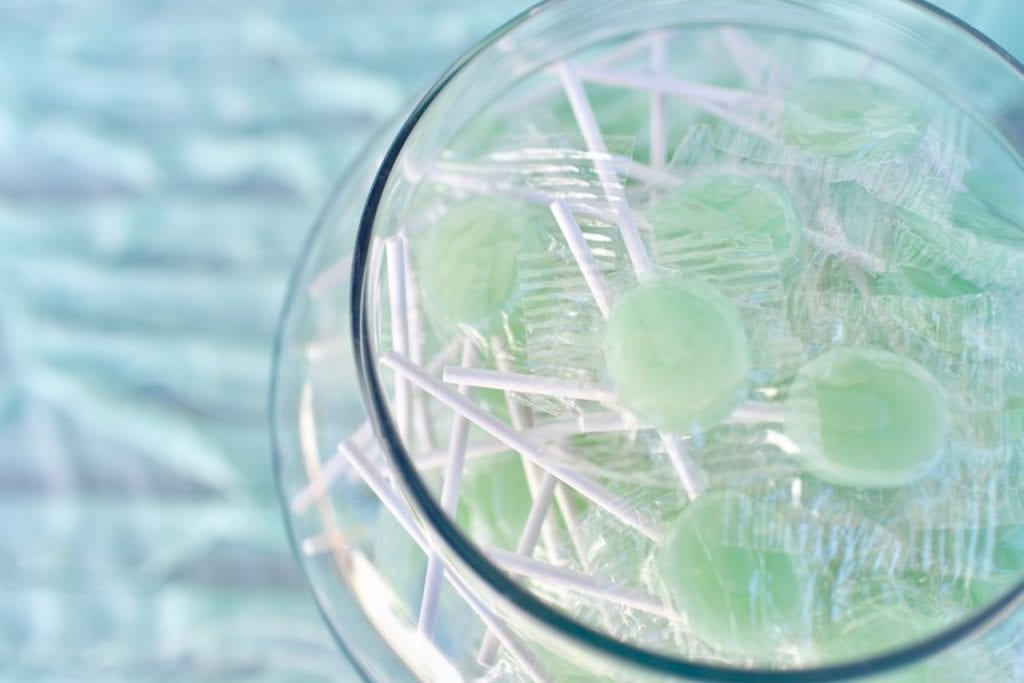 Sweets shop party with mint candy