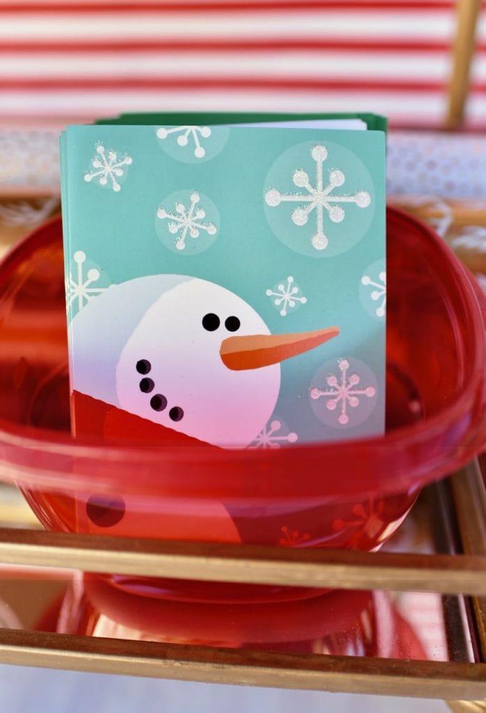 Wrapping station with Christmas cards