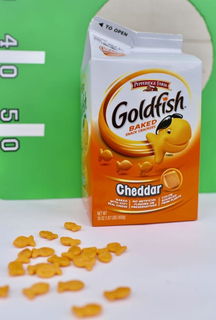 DIY football toss game with Goldfish crackers
