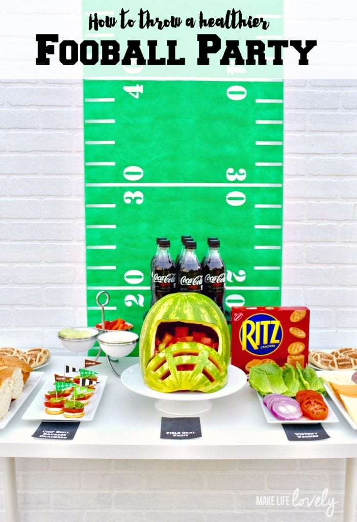 Healthy football party ideas. LOVE the watermelon helmet! Make Life