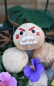 DIY Moana kakamora coconuts for a Moana party. Cute!