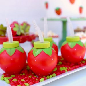 Strawberry party cups at strawberry party