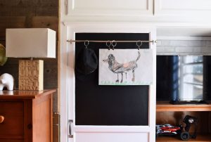 Closet makeover with chalkboard paint and peel and stick wallpaper kids room