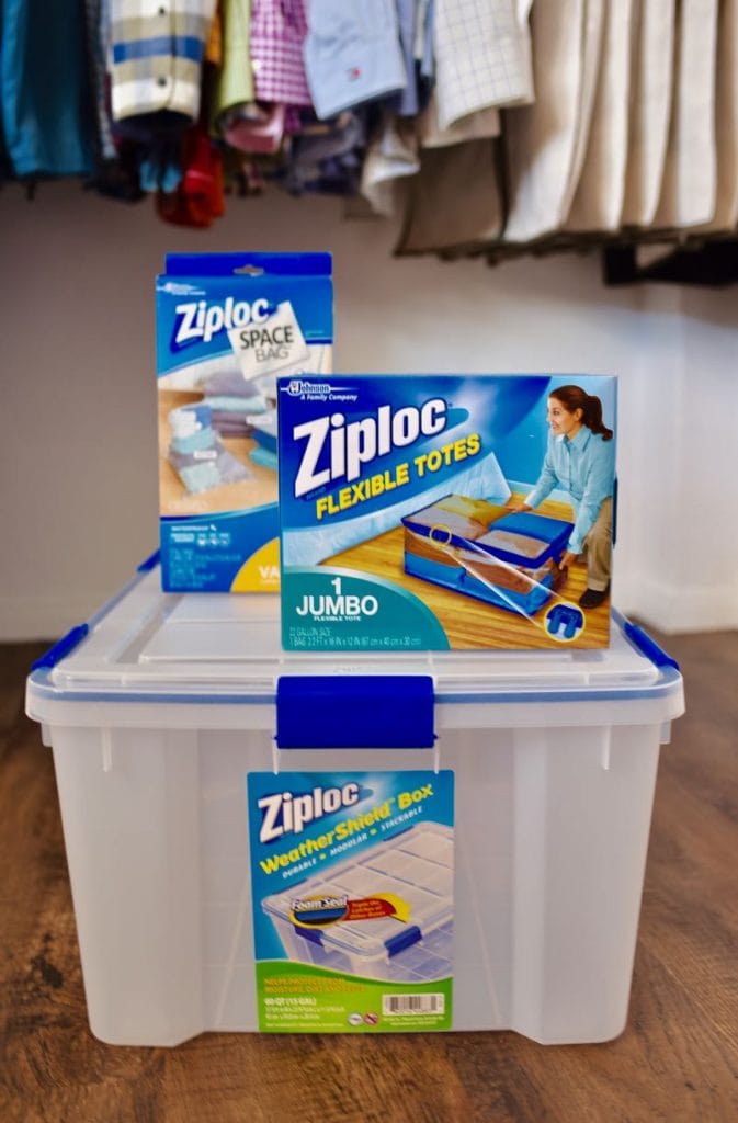 Small closet organization with Ziploc Storage Bags at Lowe's