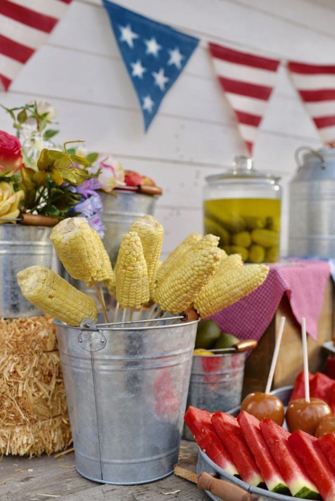Corn on the cob on a stick for county fair party