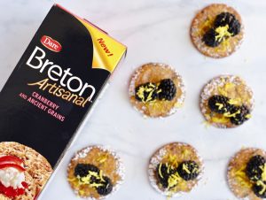 Lemon blackberry cranberry crackers appetizer