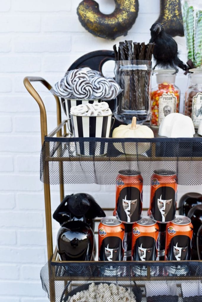 How to style a Halloween bar cart for a halloween movie night