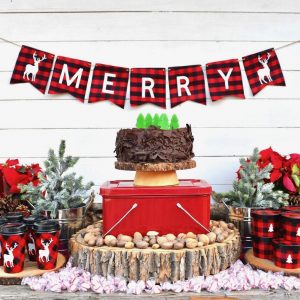 Rustic Christmas buffalo plaid party square