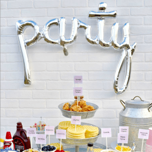 ute waffle bar party ideas, perfect for a waffle bar birthday party. Free printables too!