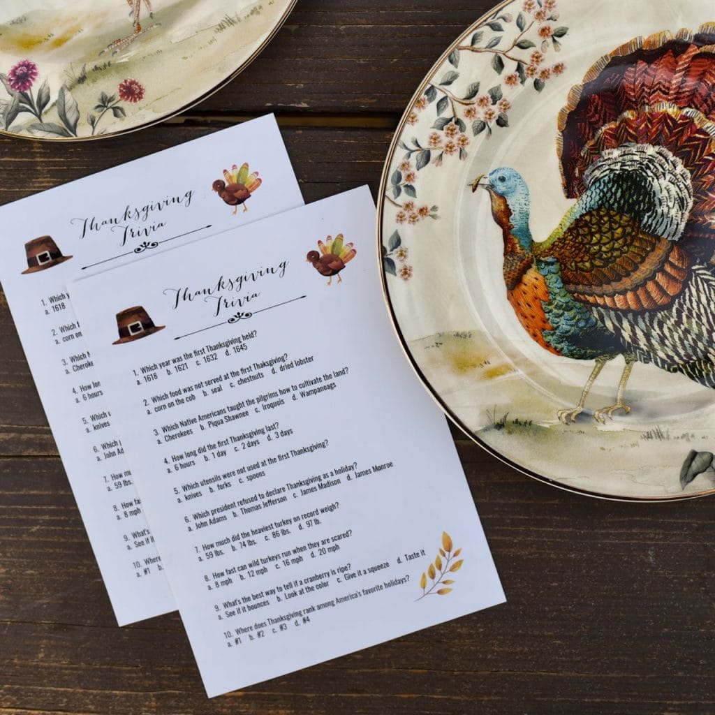 FREE printable Thanksgiving trivia game square - Make Life Lovely