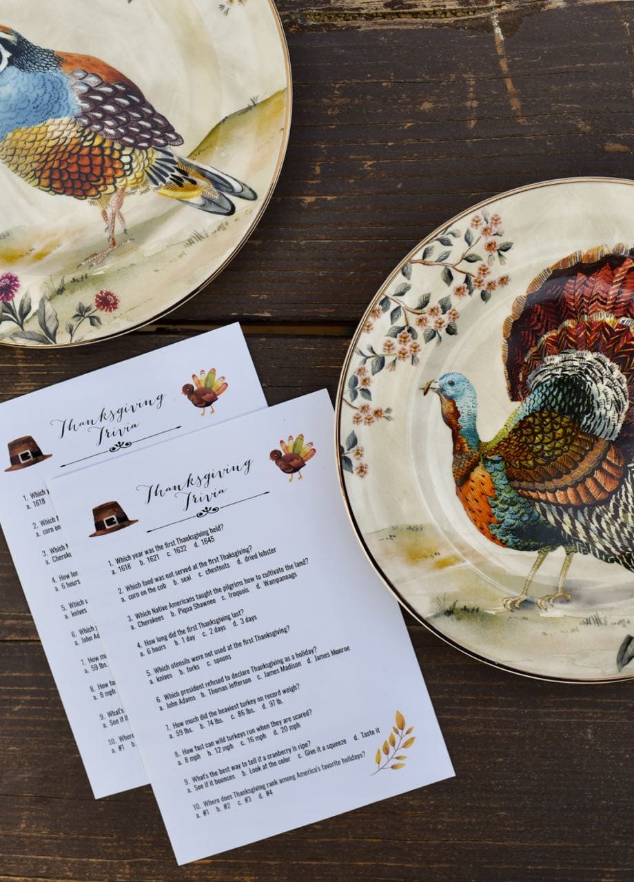FREE printable Thanksgiving trivia game. Have some fun and learn at the