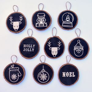 Wood slice Christmas ornaments