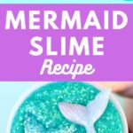 Teal slime with glitter and mermaid tails