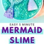 Turquoise mermaid slime with glitter mermaid tails