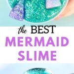 Turquoise slime with glitter mermaid tails