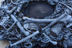 Halloween bones in fake fire prop