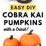 Pumpkins with Cobra Kai logos