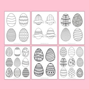 6 pattern Easter egg printable pages