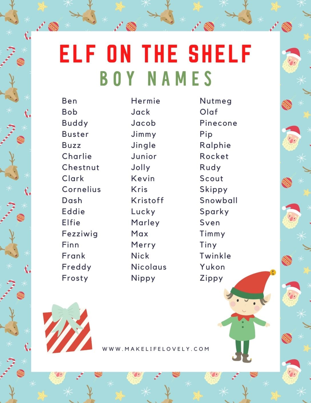 elf on the shelf names for boy