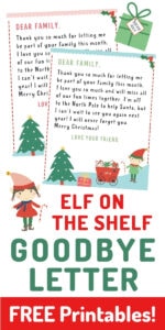 Elf On the Shelf Goodbye Letter FREE Printable - Make Life Lovely