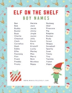 elf on the shelf boy names