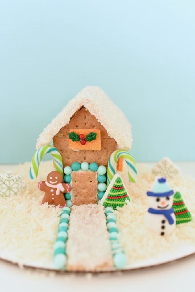gingerbread house with green and white candy