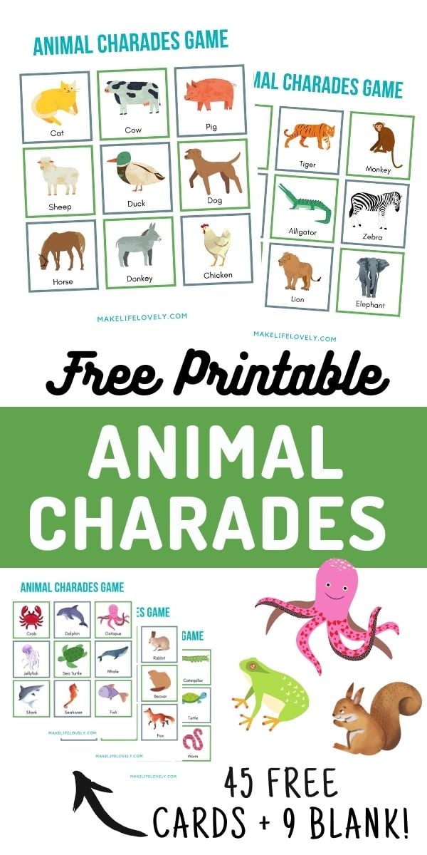 45 FREE Printable Animal Charades Cards All Ages Make Life Lovely