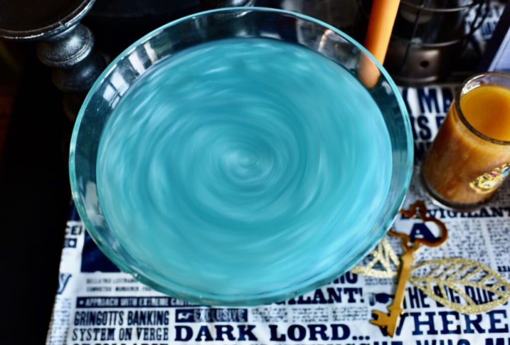 blue Harry Potter drink in punch bowl