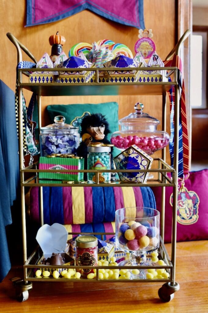 candy in Harry Potter on gold candy trolley