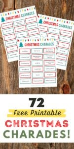 three pages of Christmas charades cards