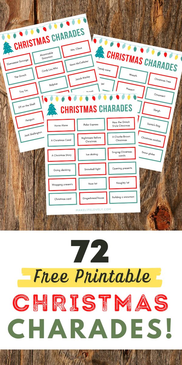 72 FREE Printable Christmas Charades Cards Make Life Lovely