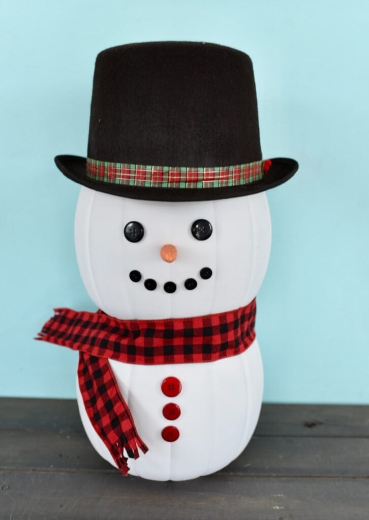 pumpkin snowman from plastic pumpkins